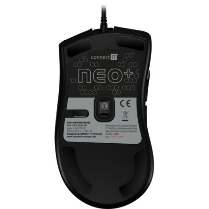 CONNECT IT CMO-3591-BK - LED RGB Przewodowa mysz gamingowa 500-7200 DPI czarny