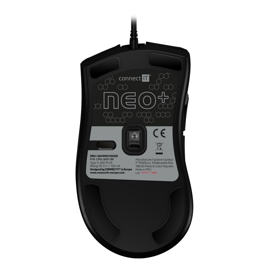 CONNECT IT CMO-3591-BK - LED RGB Przewodowa mysz gamingowa 500-7200 DPI czarny