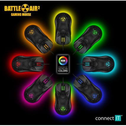 CONNECT IT CMO-5511-BK - LED RGB Przewodowa mysz gamingowa 200-12800 DPI czarny