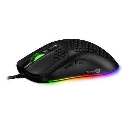 CONNECT IT CMO-5511-BK - LED RGB Przewodowa mysz gamingowa 200-12800 DPI czarny