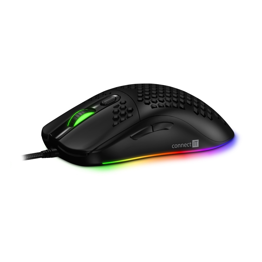CONNECT IT CMO-5511-BK - LED RGB Przewodowa mysz gamingowa 200-12800 DPI czarny