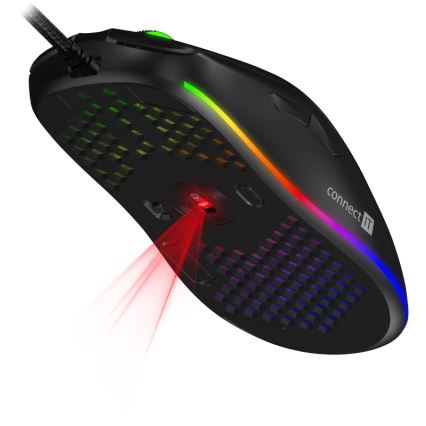 CONNECT IT CMO-5511-BK - LED RGB Przewodowa mysz gamingowa 200-12800 DPI czarny