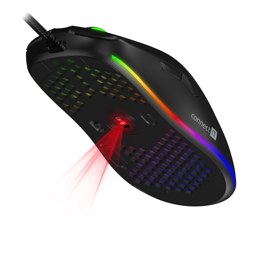 CONNECT IT CMO-5511-BK - LED RGB Przewodowa mysz gamingowa 200-12800 DPI czarny