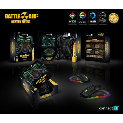 CONNECT IT CMO-5511-BK - LED RGB Przewodowa mysz gamingowa 200-12800 DPI czarny