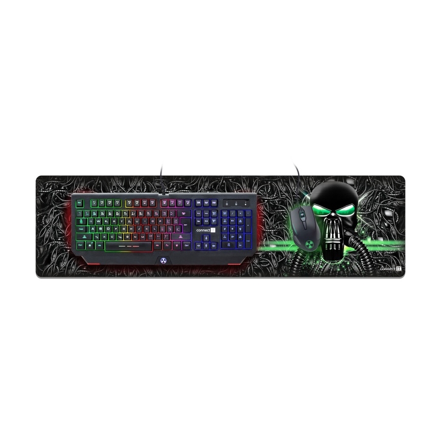 CONNECT IT CMP-1110-LG - Podkładka pod klawiaturę i mysz 88,6x24,5 cm czarna/zielona
