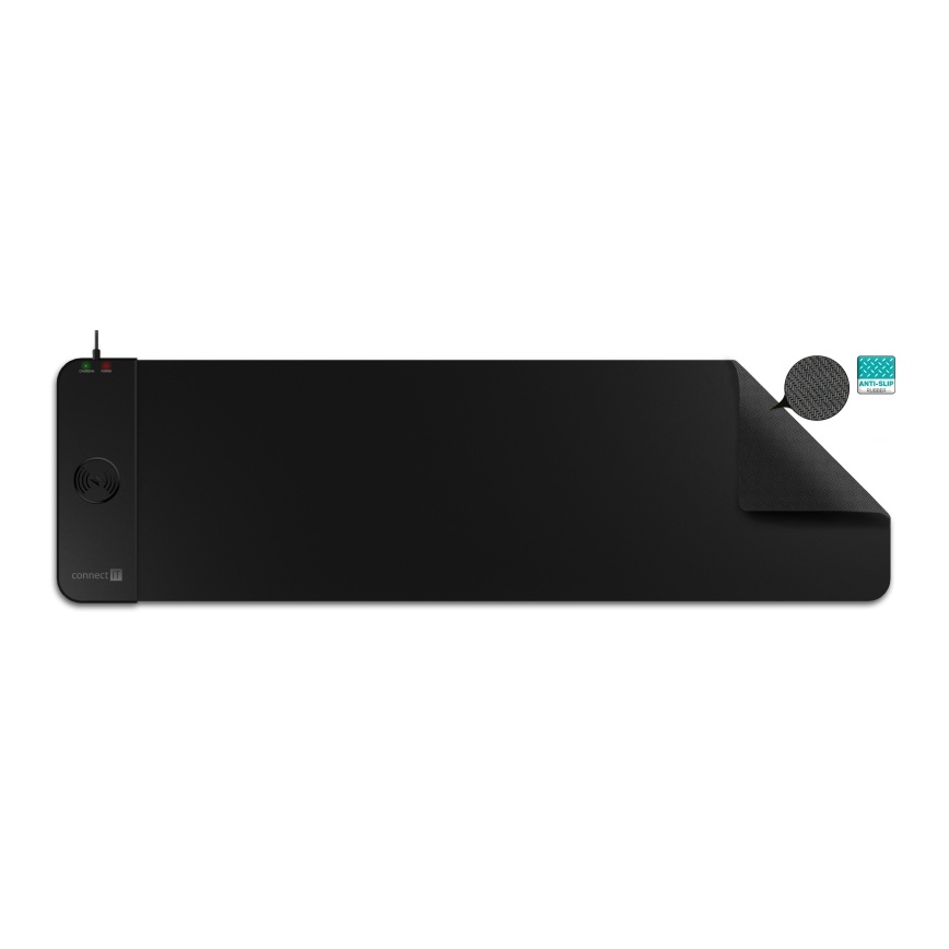 CONNECT IT CMP-2500-LG - Podkładka pod klawiaturę i mysz z Qi bezprzewodowym ładowaniem 80x30 cm czarna