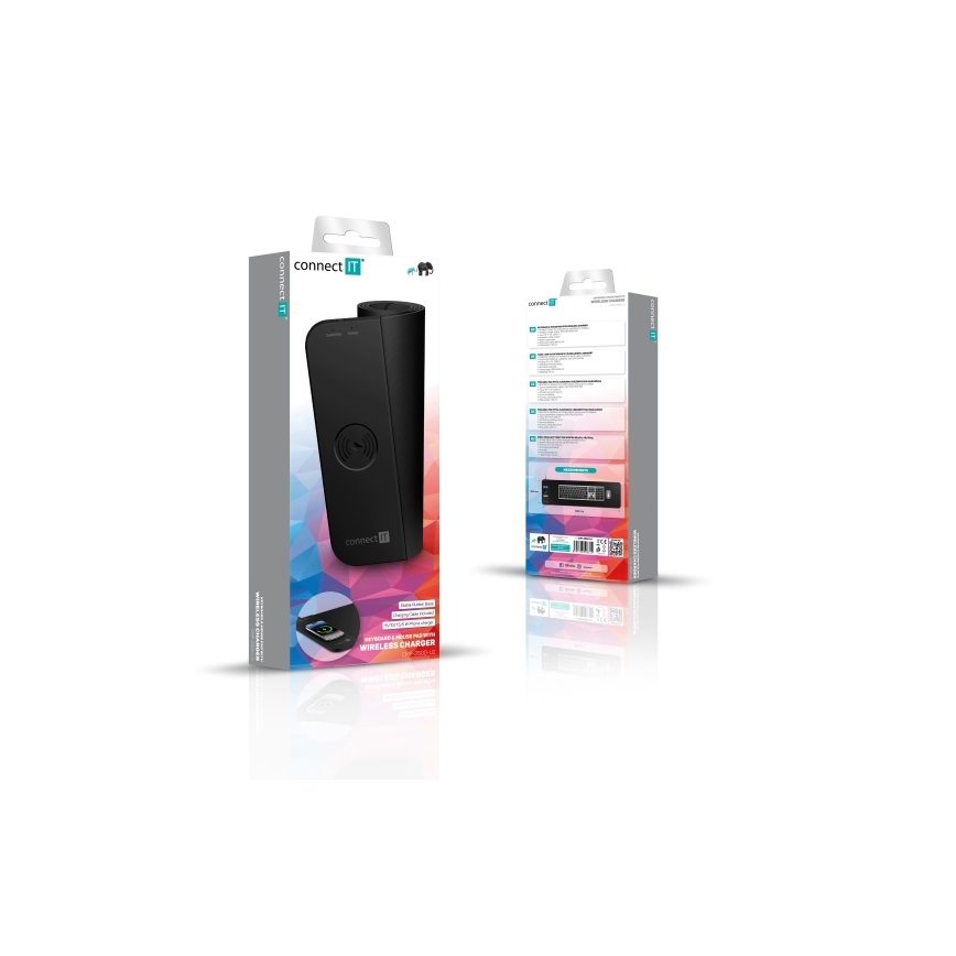 CONNECT IT CMP-2500-LG - Podkładka pod klawiaturę i mysz z Qi bezprzewodowym ładowaniem 80x30 cm czarna