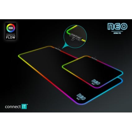 CONNECT IT CMP-3100-LG - LED RGB Klawiatura do gier i podkładka pod mysz 80x30 cm czarna