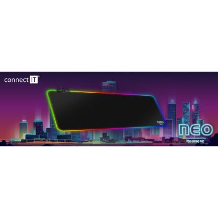 CONNECT IT CMP-3100-LG - LED RGB Klawiatura do gier i podkładka pod mysz 80x30 cm czarna
