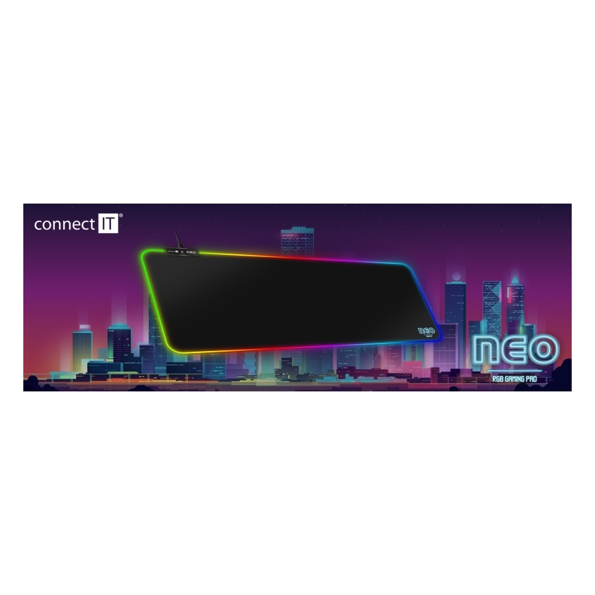 CONNECT IT CMP-3100-LG - LED RGB Klawiatura do gier i podkładka pod mysz 80x30 cm czarna