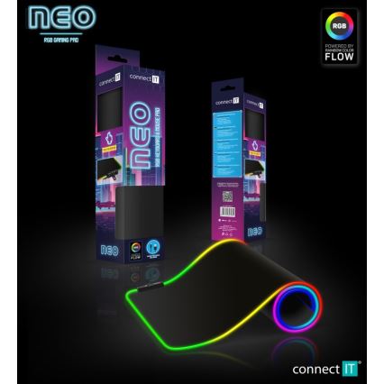 CONNECT IT CMP-3100-LG - LED RGB Klawiatura do gier i podkładka pod mysz 80x30 cm czarna