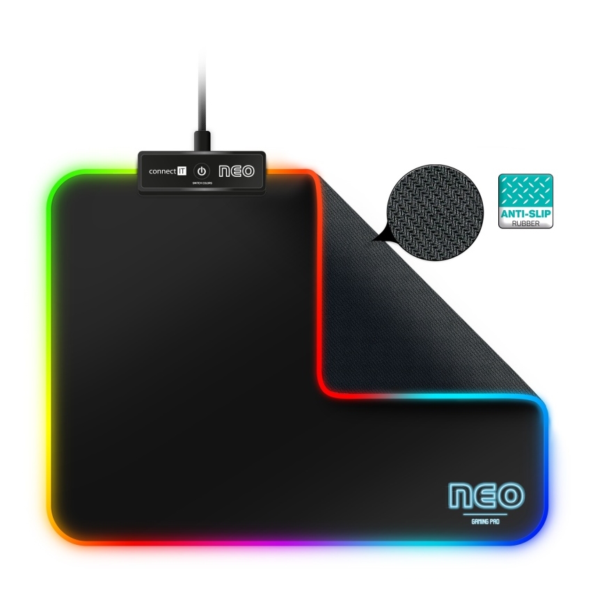 CONNECT IT CMP-3100-SM - LED RGB Podkładka pod myszkę do gier 32x24,5 cm czarny