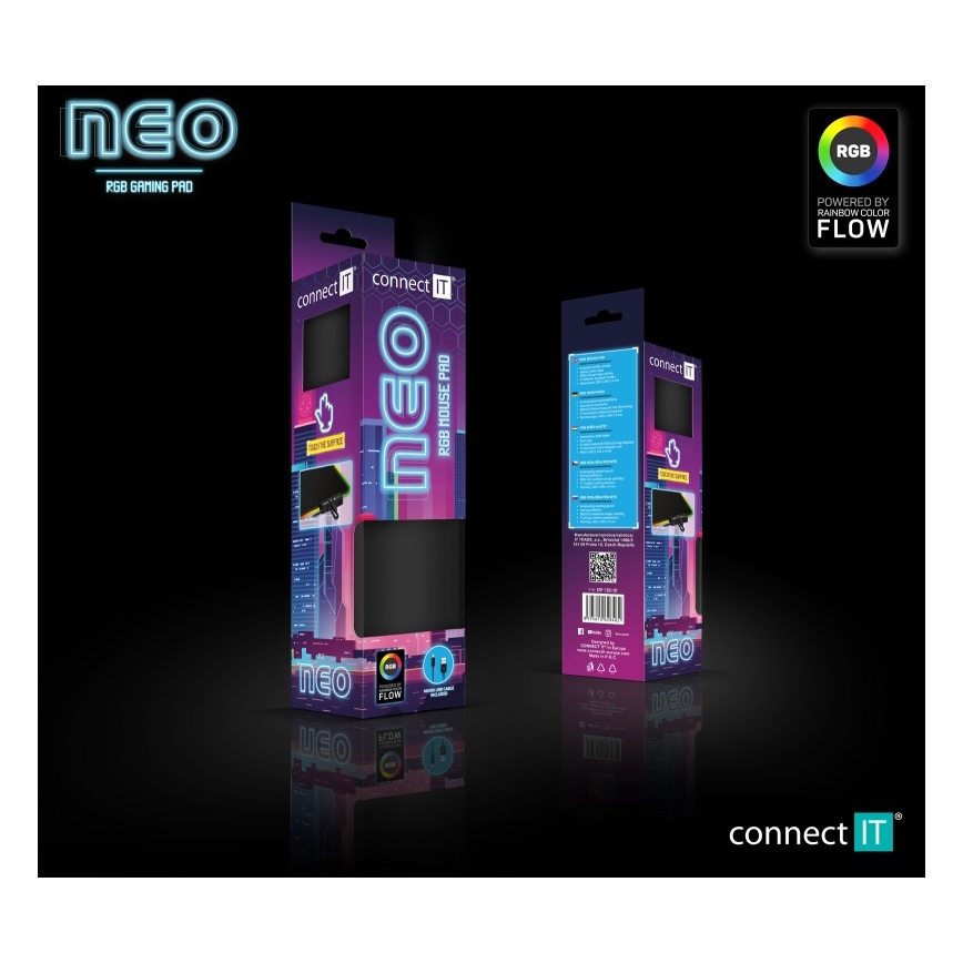 CONNECT IT CMP-3100-SM - LED RGB Podkładka pod myszkę do gier 32x24,5 cm czarny