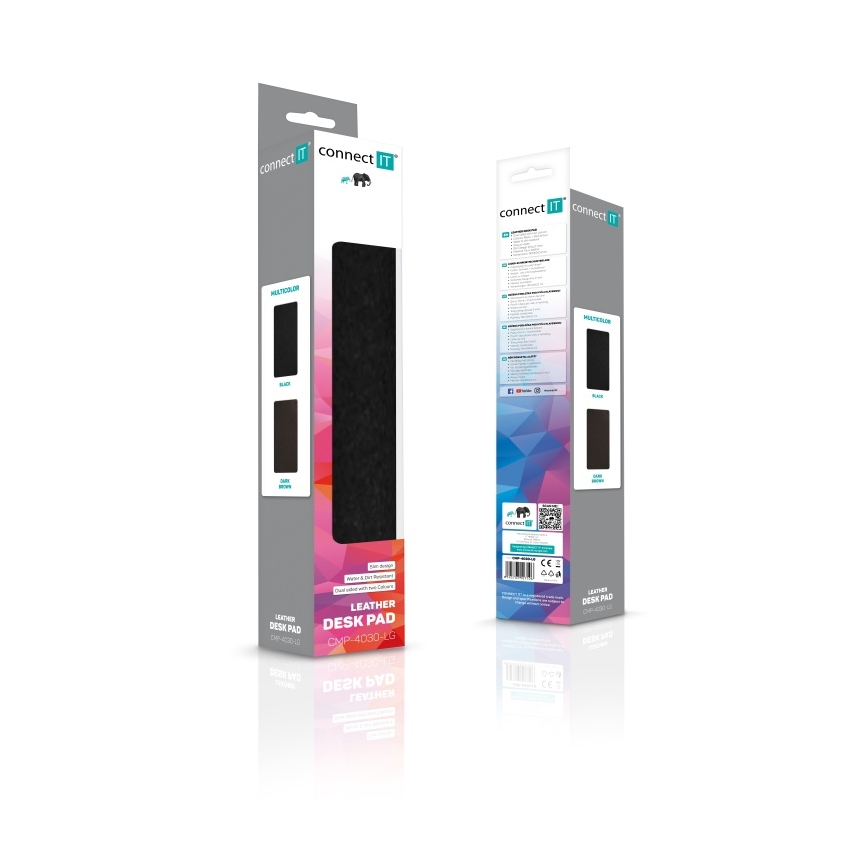 CONNECT IT CMP-4030-LG - Obustronna podkładka pod klawiaturę i myszkę 90x40 cm czarna/brązowa