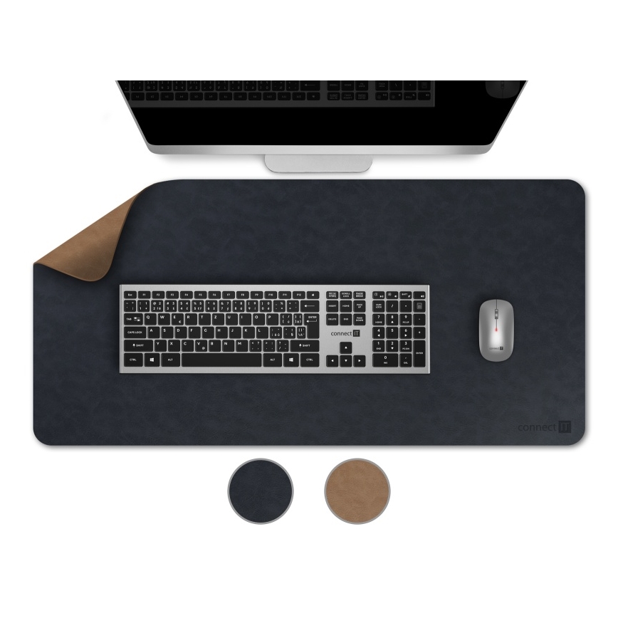 CONNECT IT CMP-4040-LG - Dwustronna mata pod klawiaturę i mysz 90x40 cm, niebiesko-brązowa