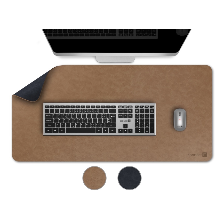 CONNECT IT CMP-4040-LG - Dwustronna mata pod klawiaturę i mysz 90x40 cm, niebiesko-brązowa