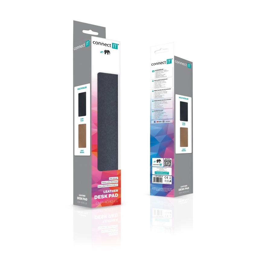 CONNECT IT CMP-4040-LG - Dwustronna mata pod klawiaturę i mysz 90x40 cm, niebiesko-brązowa