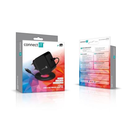 CONNECT IT CNP-1660-BK - Uniwersalny zasilacz do laptopów USB-C 67W