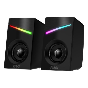 CONNECT IT CSP-1100-BK - ZESTAW 2x LED RGB do gier głośnik 6W/5V czarny