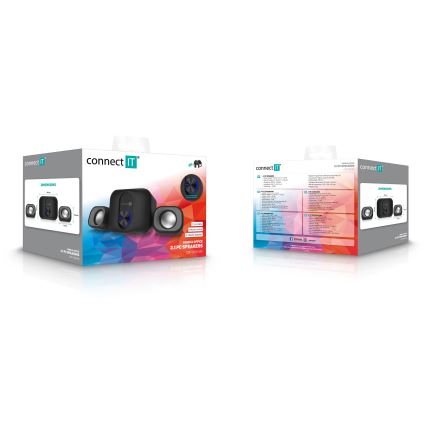CONNECT IT CSP-2100-BK - LED Zestaw głośników z subwooferem 11W/5V czarny