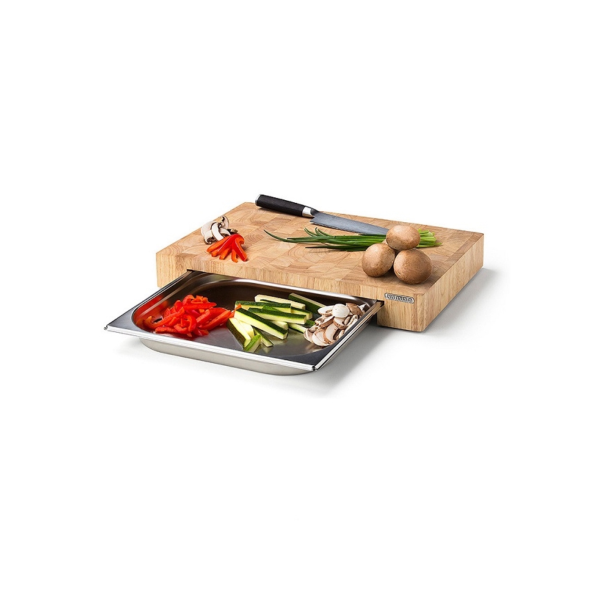Continenta C4027 - Kuchenna deska do krojenia z miską 48x32,5 cm kauczukowiec