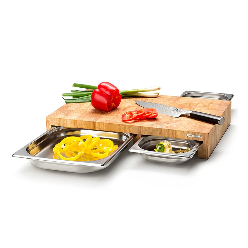Continenta C4028 - SET 1x Kuchenna deska do krojenia 50x32,5 cm + 3x miska kauczukowiec