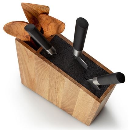 Continenta C4151 - Stojak na noże z elastyczną wkładką i przegródką 31x8x24,5 cm dąb