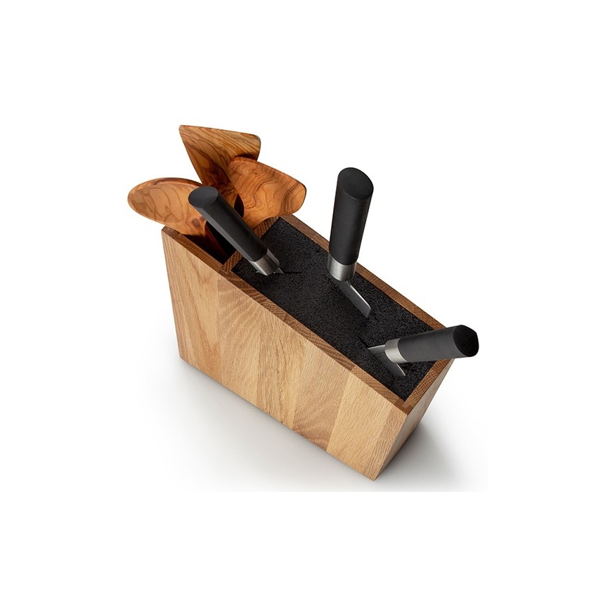 Continenta C4151 - Stojak na noże z elastyczną wkładką i przegródką 31x8x24,5 cm dąb