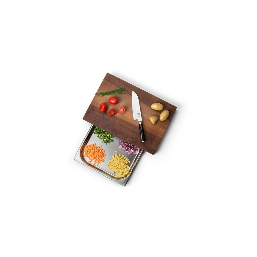 Continenta C4210 - Kuchenna deska do krojenia z miską 39x27 cm drzewo orzechowe