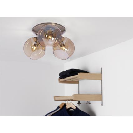 Cottex - Lampa sufitowa CAPELLA 3xE14/40W/230V śr. 37 cm dymiony/brązowy
