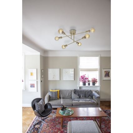 Cottex - Przysufitowy żyrandol BATON 6xE27/60W/230V mosiądz