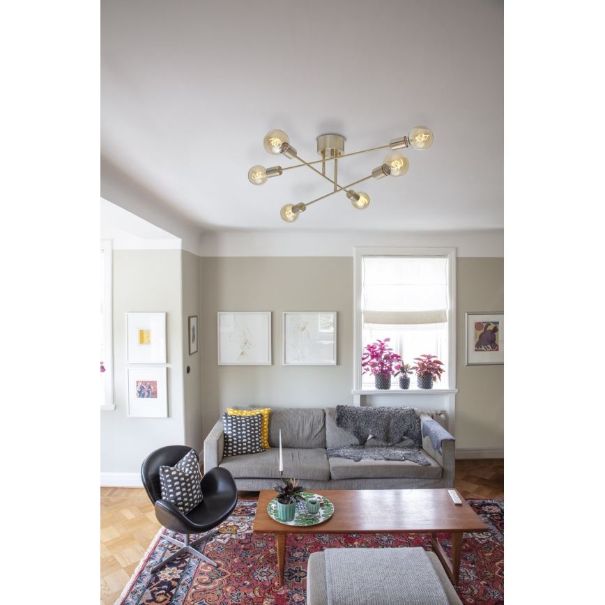 Cottex - Przysufitowy żyrandol BATON 6xE27/60W/230V mosiądz