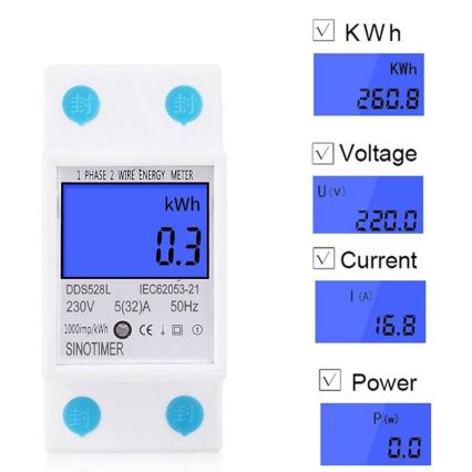 Cyfrowy jednofazowy licznik energii elektrycznej na szynę DIN DDS528L