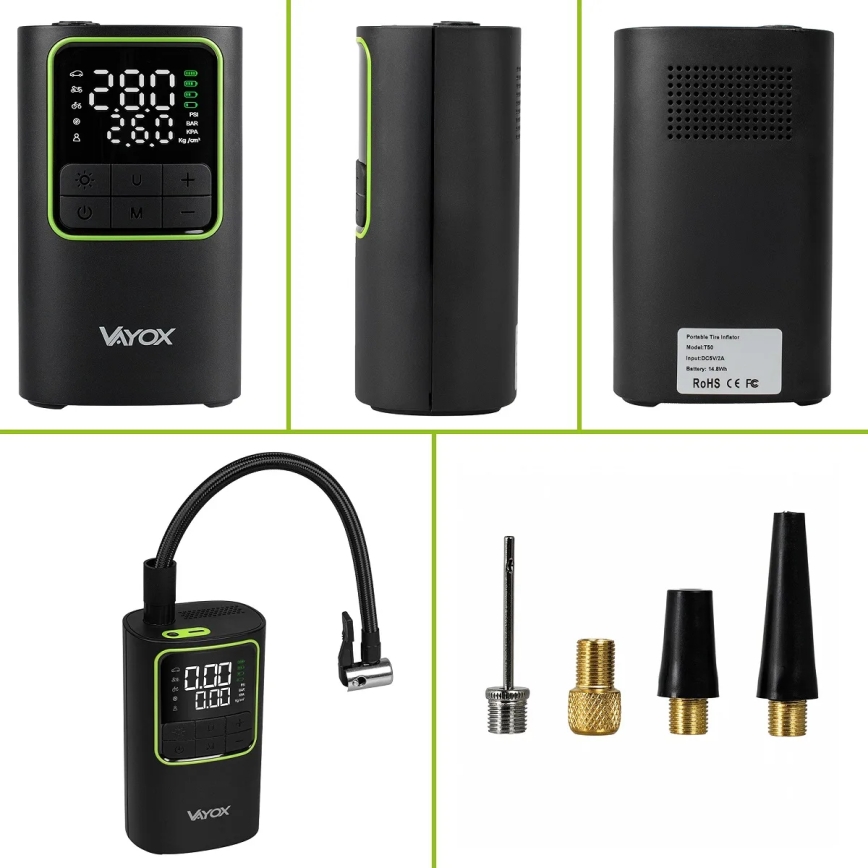 Cyfrowy kieszonkowy kompresor 5V 4000 mAh czarny