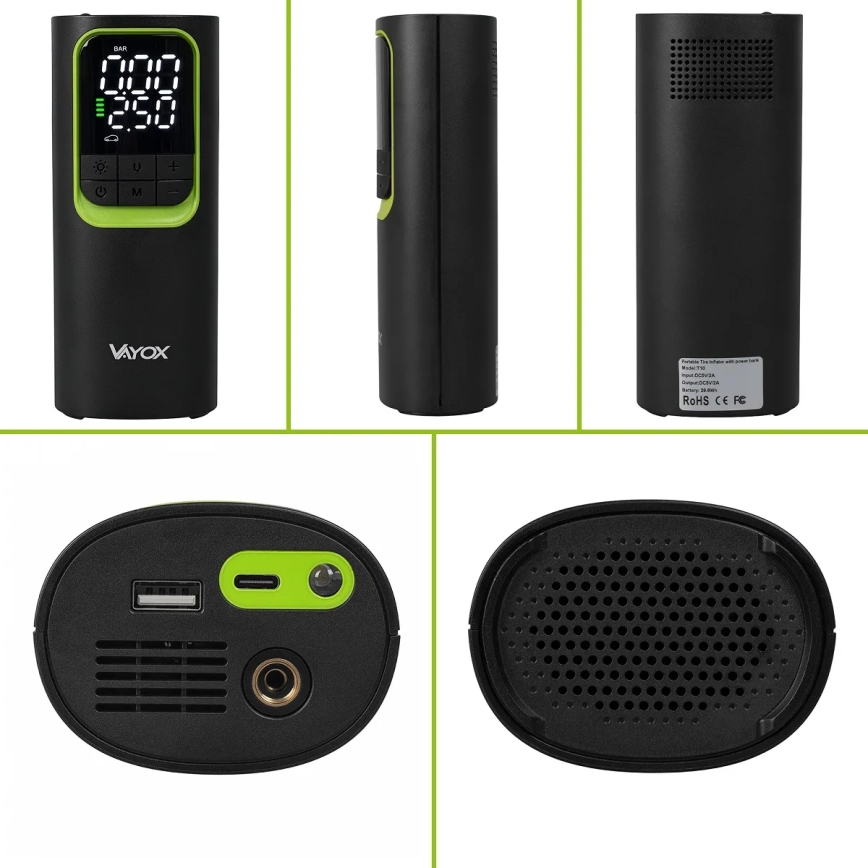 Cyfrowy kieszonkowy kompresor 5V 8000 mAh czarny