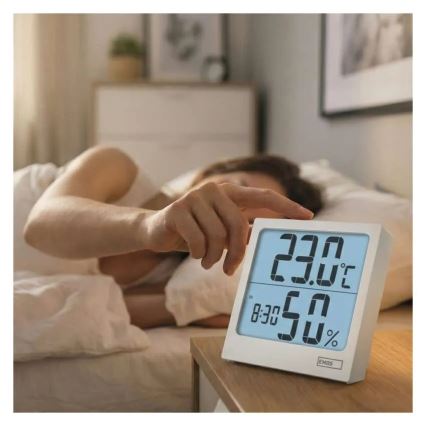 Cyfrowy termometr z higrometrem 1xAA biały