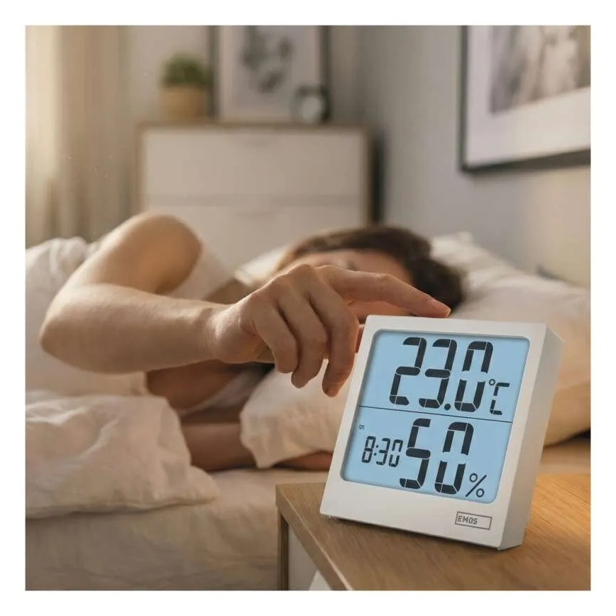 Cyfrowy termometr z higrometrem 1xAA biały