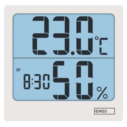 Cyfrowy termometr z higrometrem 1xAA biały