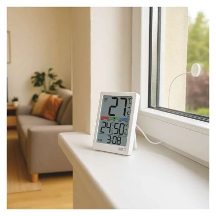 Cyfrowy termometr z higrometrem 2xAAA biały