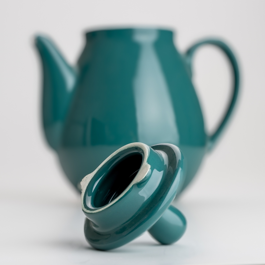 Czajnik ceramiczny z pokrywką turkusowy