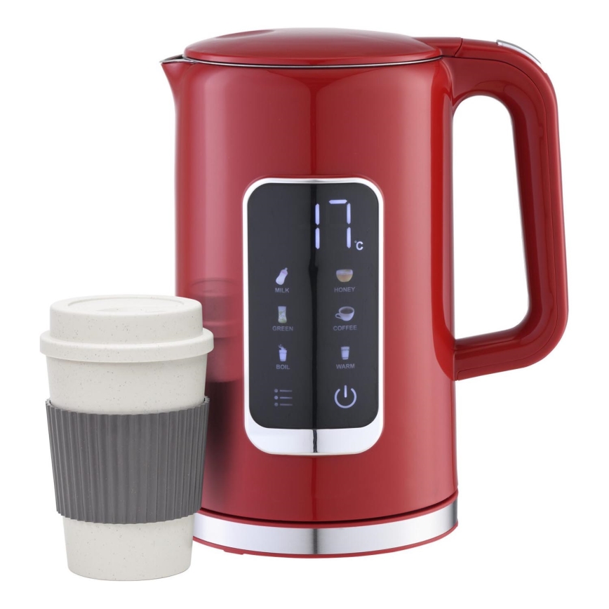 Czajnik z wyświetlaczem LCD 1,7 l 2200W/230V czerwony + kubek podróżny 450 ml