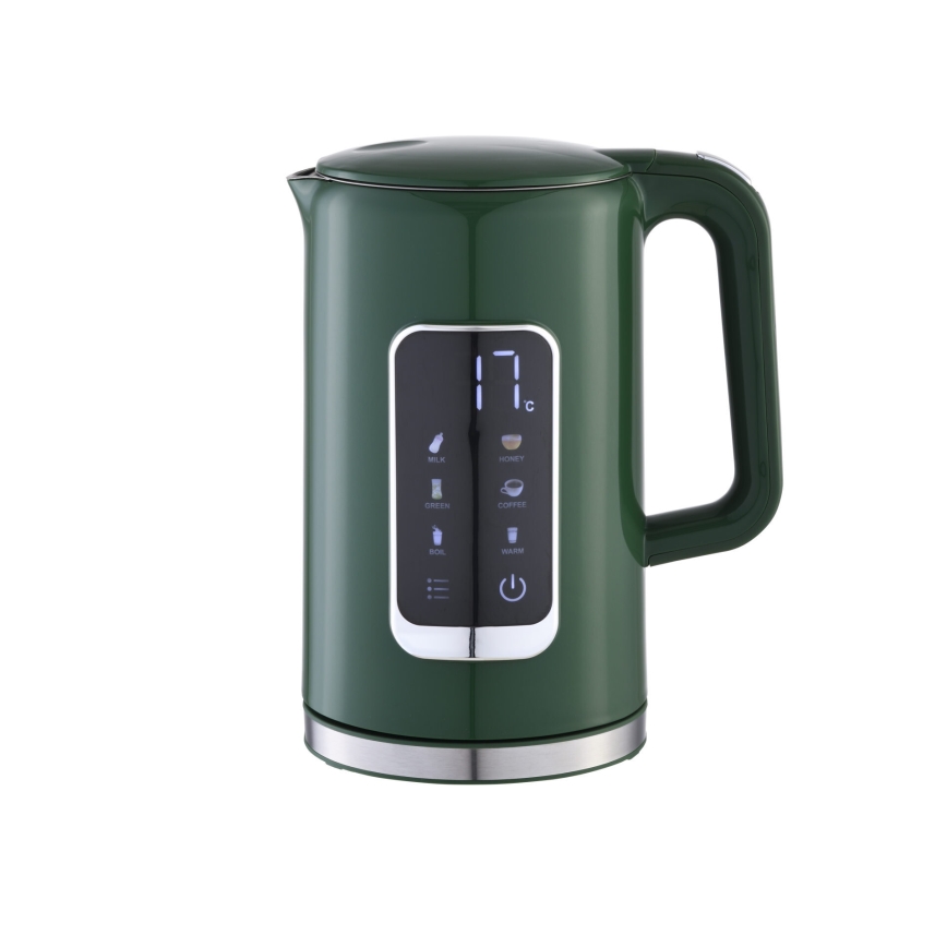 Czajnik z wyświetlaczem LCD 1,7 l 2200W/230V zielony + kubek podróżny 450 ml