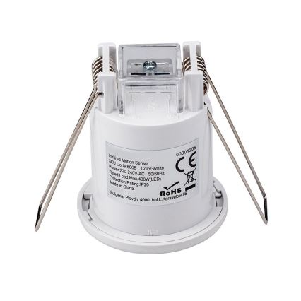Czujnik ruchu na sufit PIR 360° 400W/230V biały