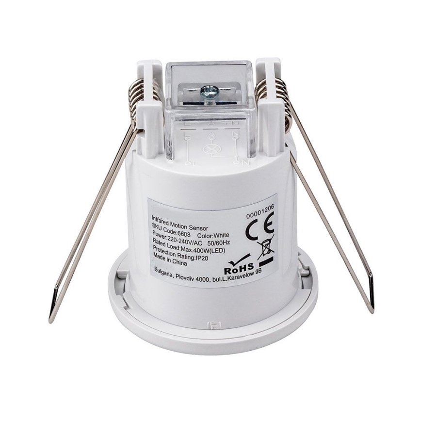 Czujnik ruchu na sufit PIR 360° 400W/230V biały