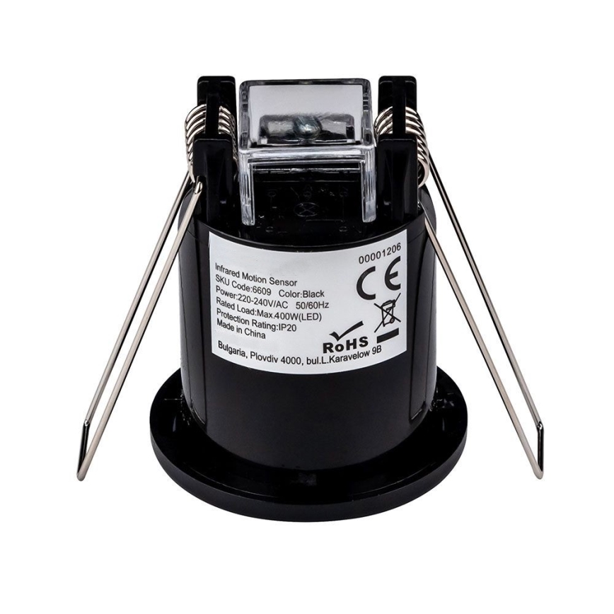 Czujnik ruchu na sufit PIR 360° 400W/230V czarny