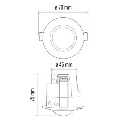 Czujnik ruchu wpuszczany PIR B 360° 1200W/230V biały