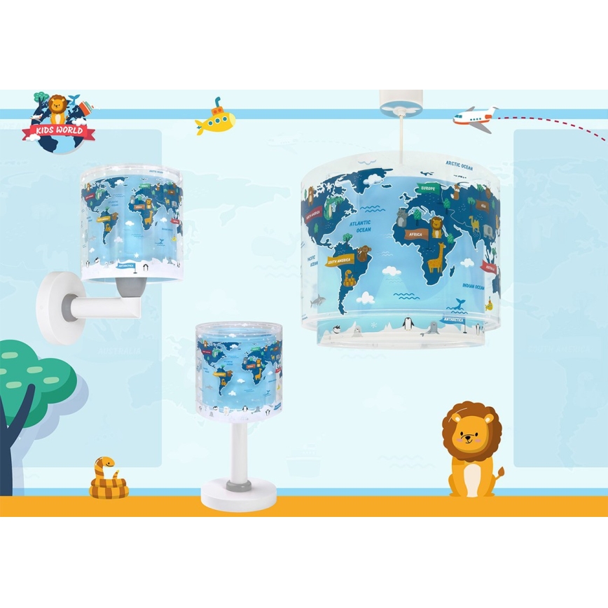 Dalber 40672 - Dziecięcy żyrandol WORLD 1xE27/15W/230V niebieski