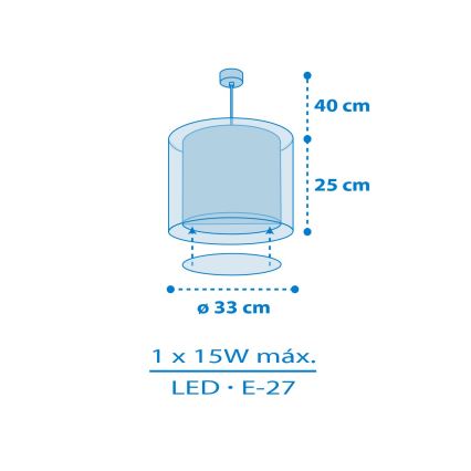 Dalber 40672 - Dziecięcy żyrandol WORLD 1xE27/15W/230V niebieski