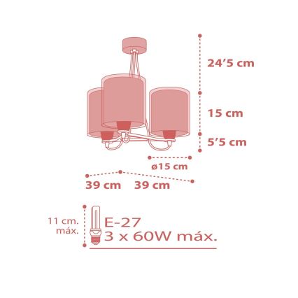 Dalber 41007S - Żyrandol dziecięcy DOTS 3xE27/60W/230V