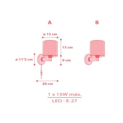 Dalber 41199 - Dziecięcy kinkiet RAINBOW 1xE27/15W/230V wielokolorowy